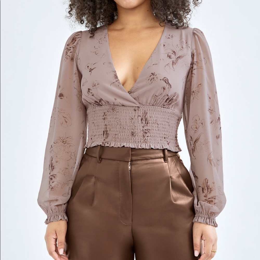 Wilfred Smocked V-neck blouse